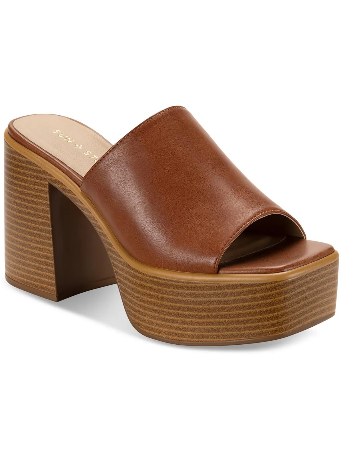 MARLENEE Womens Faux Leather Slip On Heels