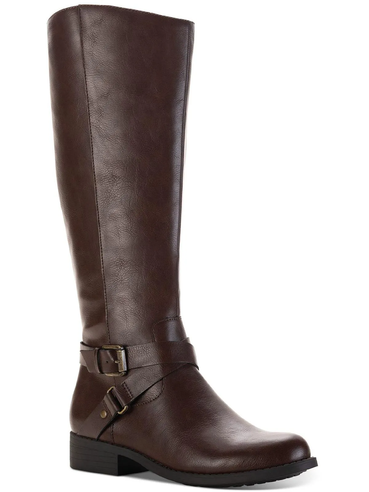 Marliee Womens Faux Leather Wide Calf Motorcycle Boots