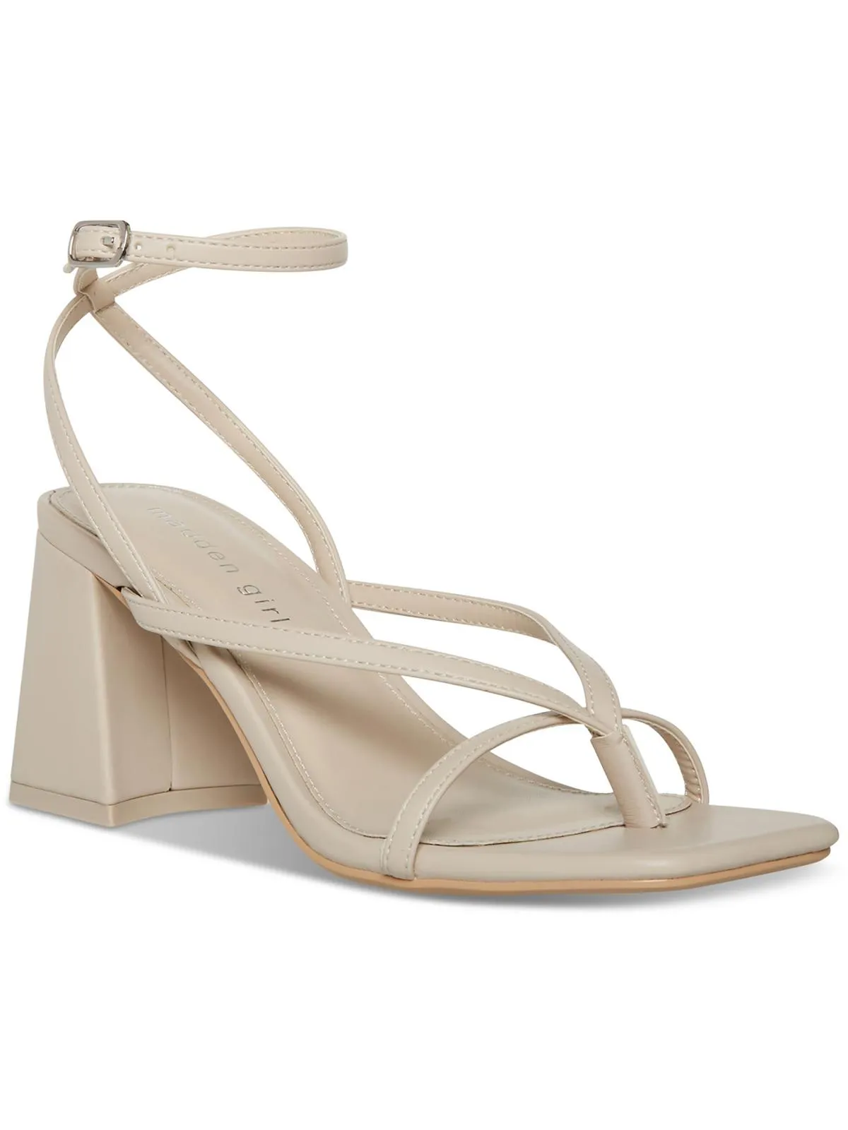 Marrvel Womens Faux Leather Thong Block Heel