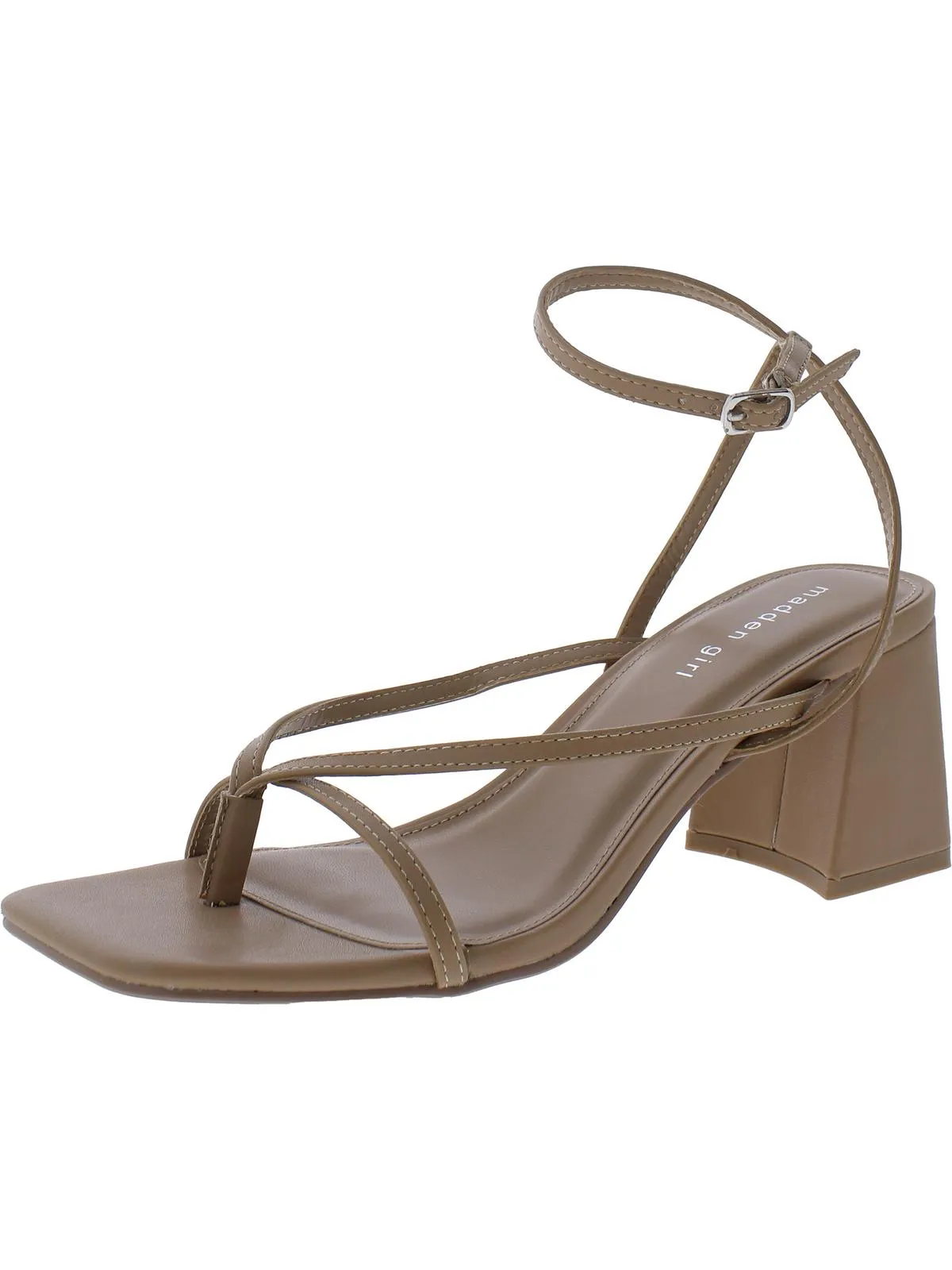 Marrvel Womens Faux Leather Thong Block Heel