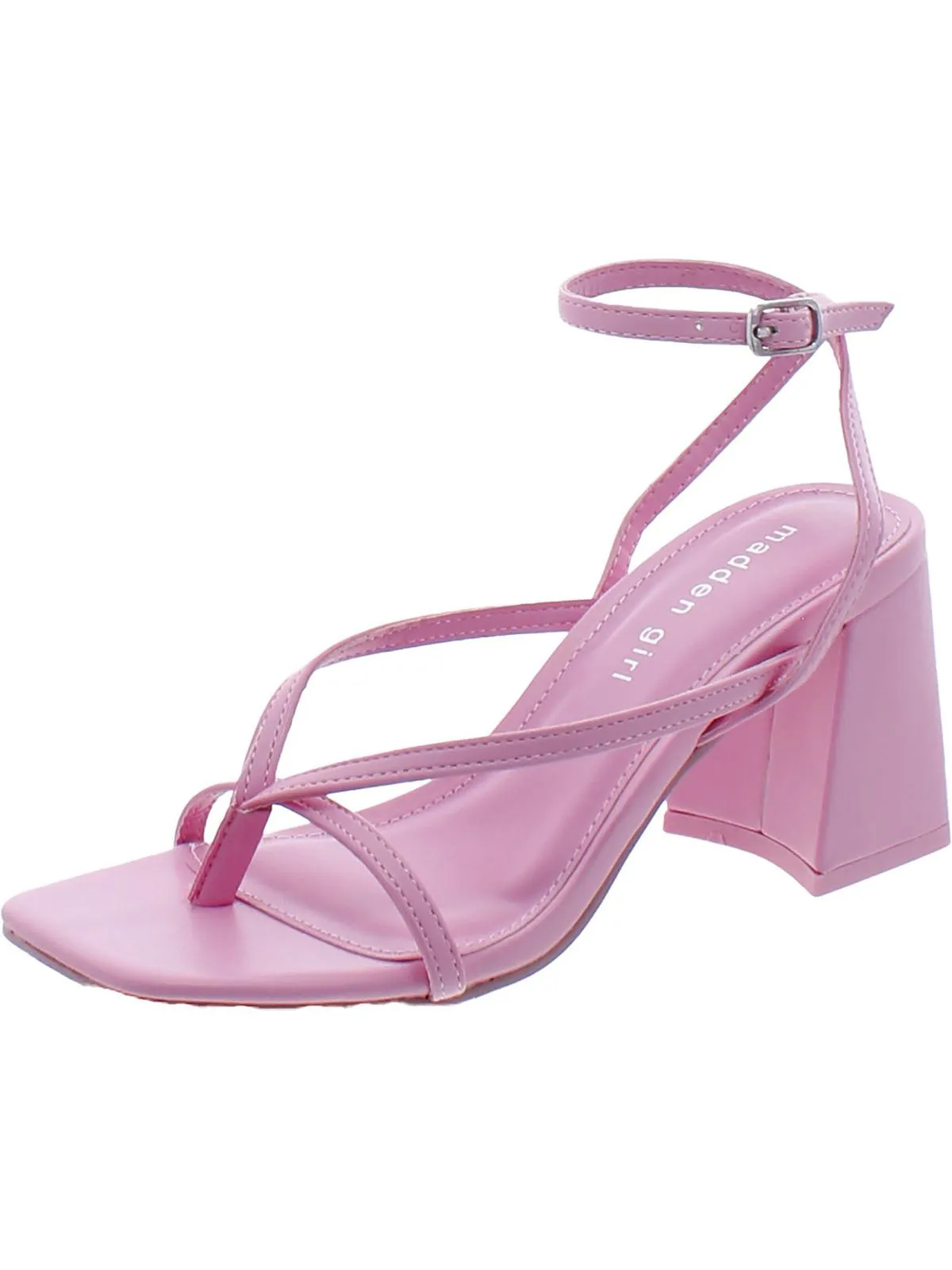 Marrvel Womens Faux Leather Thong Block Heel