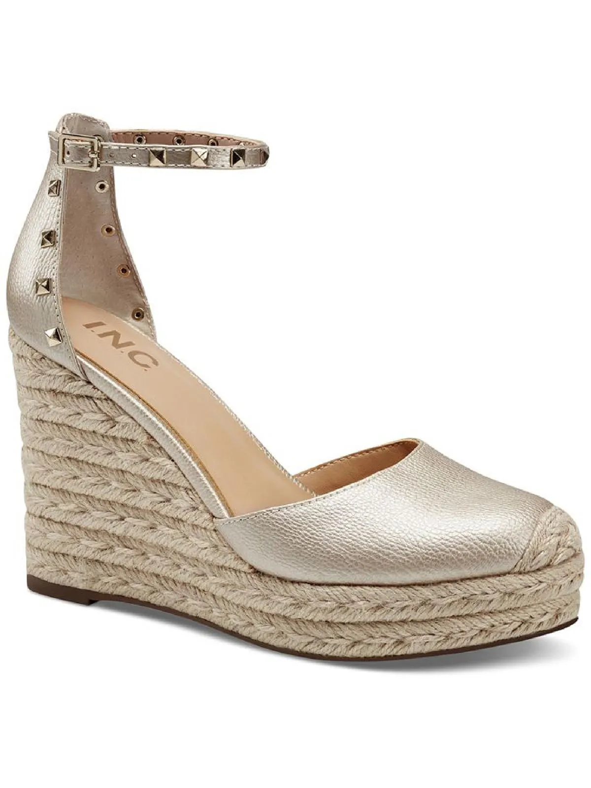 Masin Womens Faux Leather Closed Toe Wedge Sandals