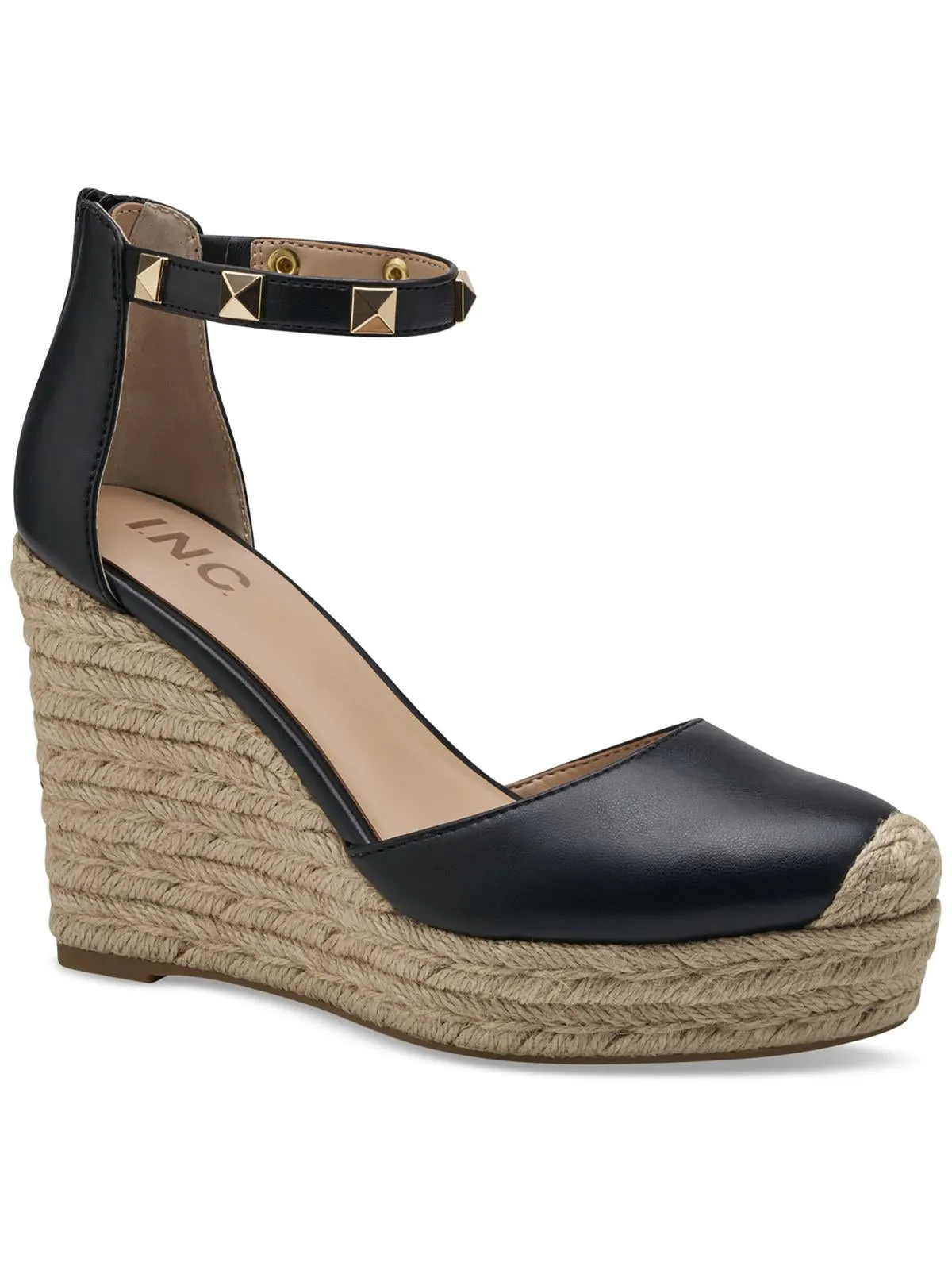 Masin Womens Studded Ankle Wedge Heels