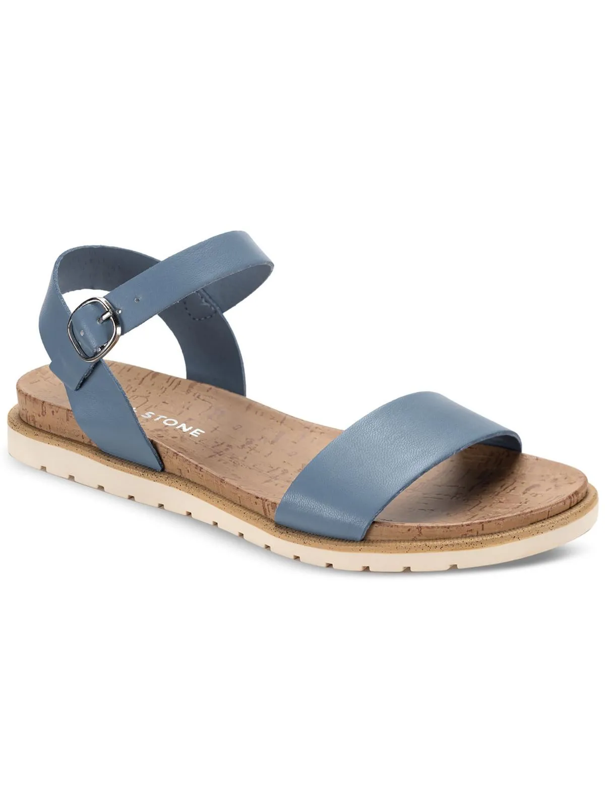 Mattie Womens Faux Leather Open Toe Flats