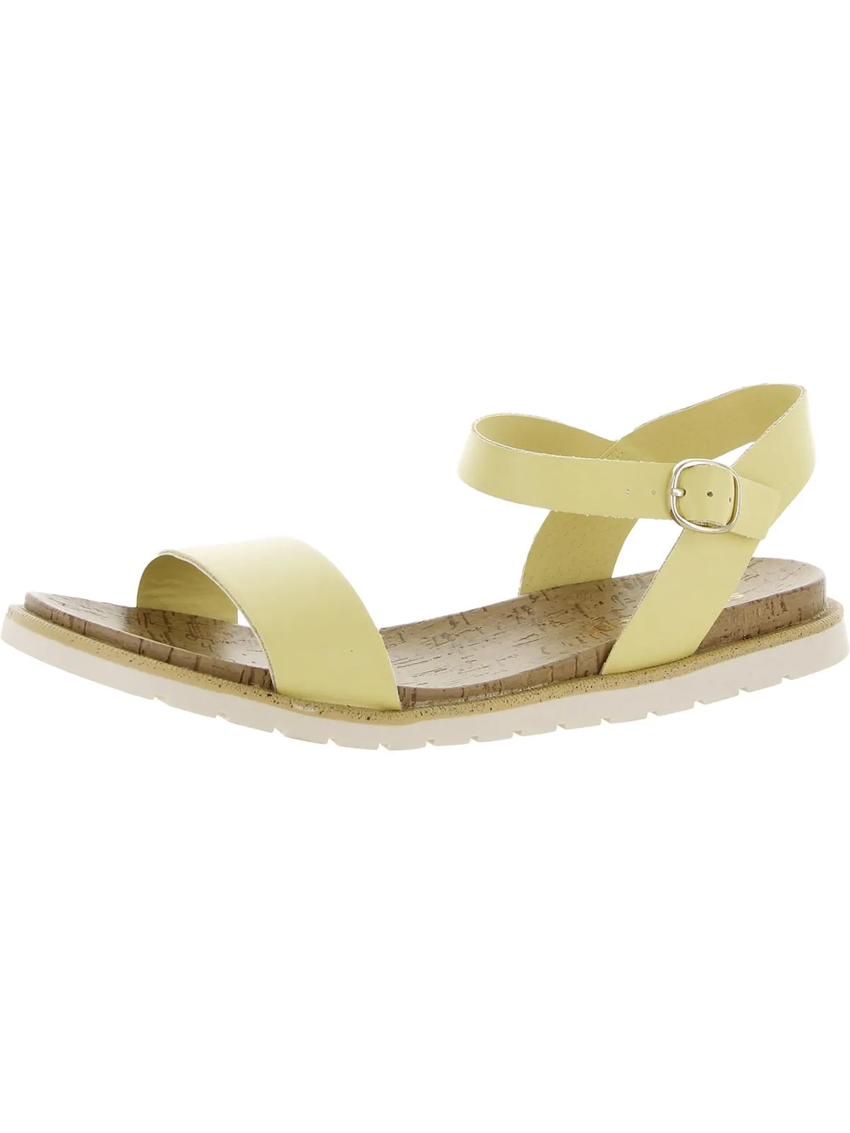 Mattie Womens Faux Leather Open Toe Flats