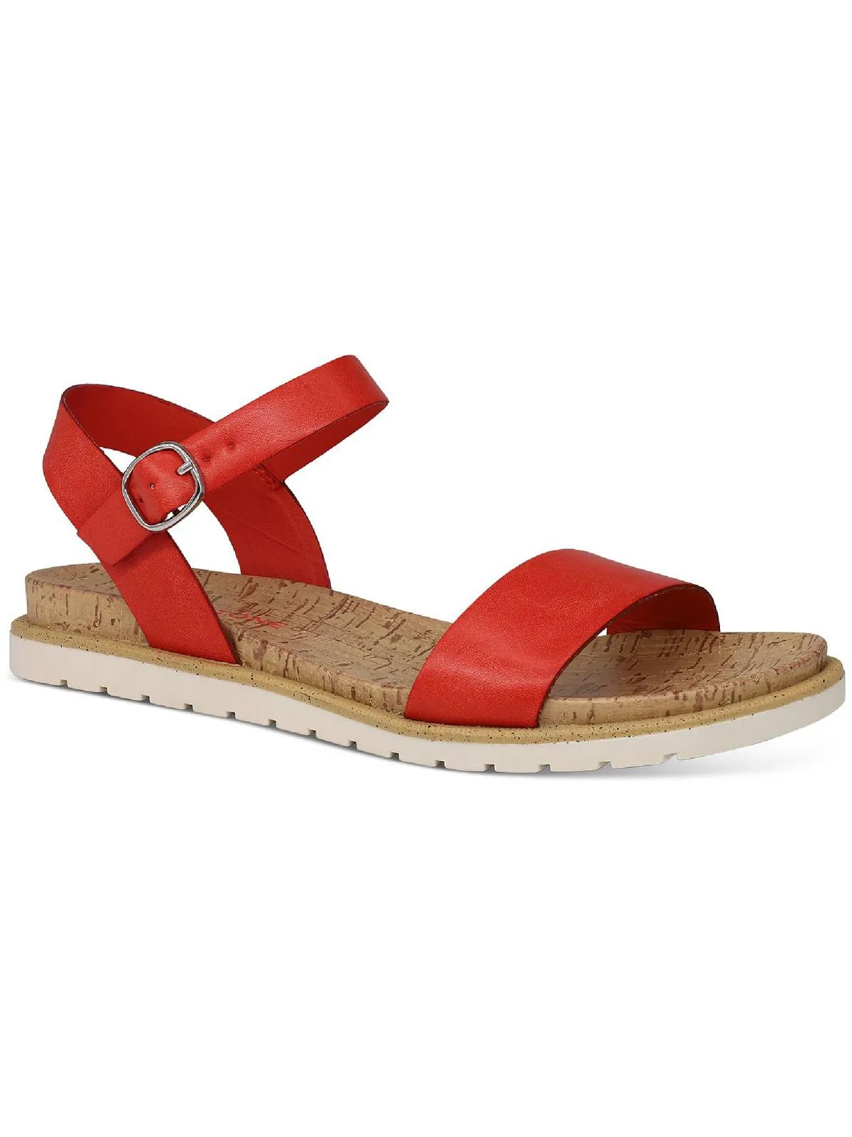 Mattie Womens Faux Leather Open Toe Flats