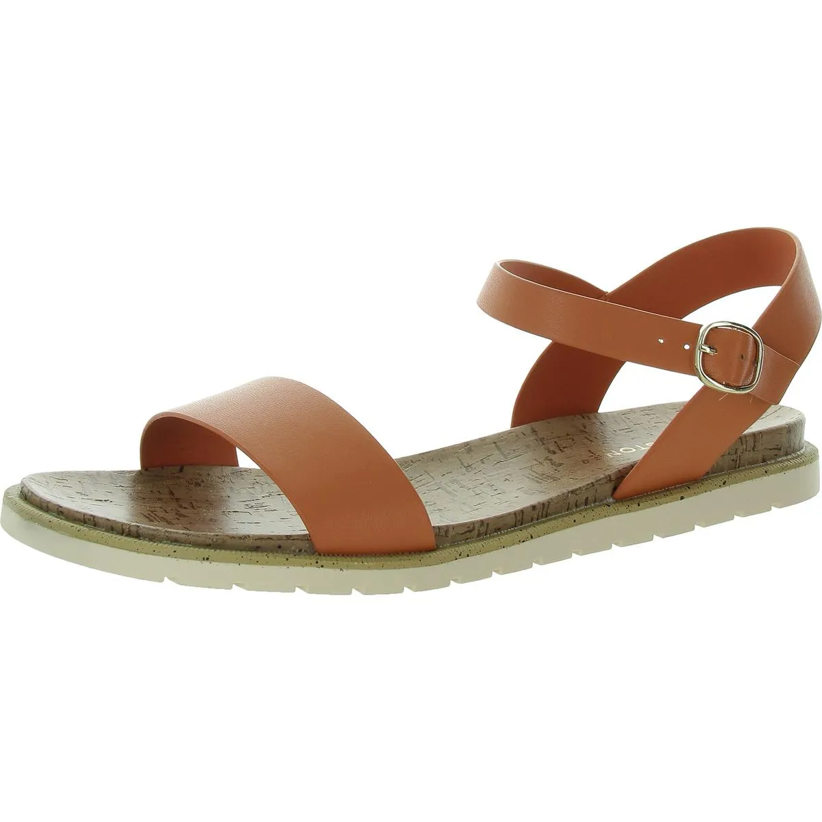 Mattie Womens Faux Leather Open Toe Flats