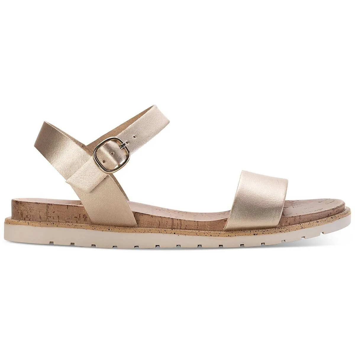 Mattie Womens Faux Leather Open Toe Flats