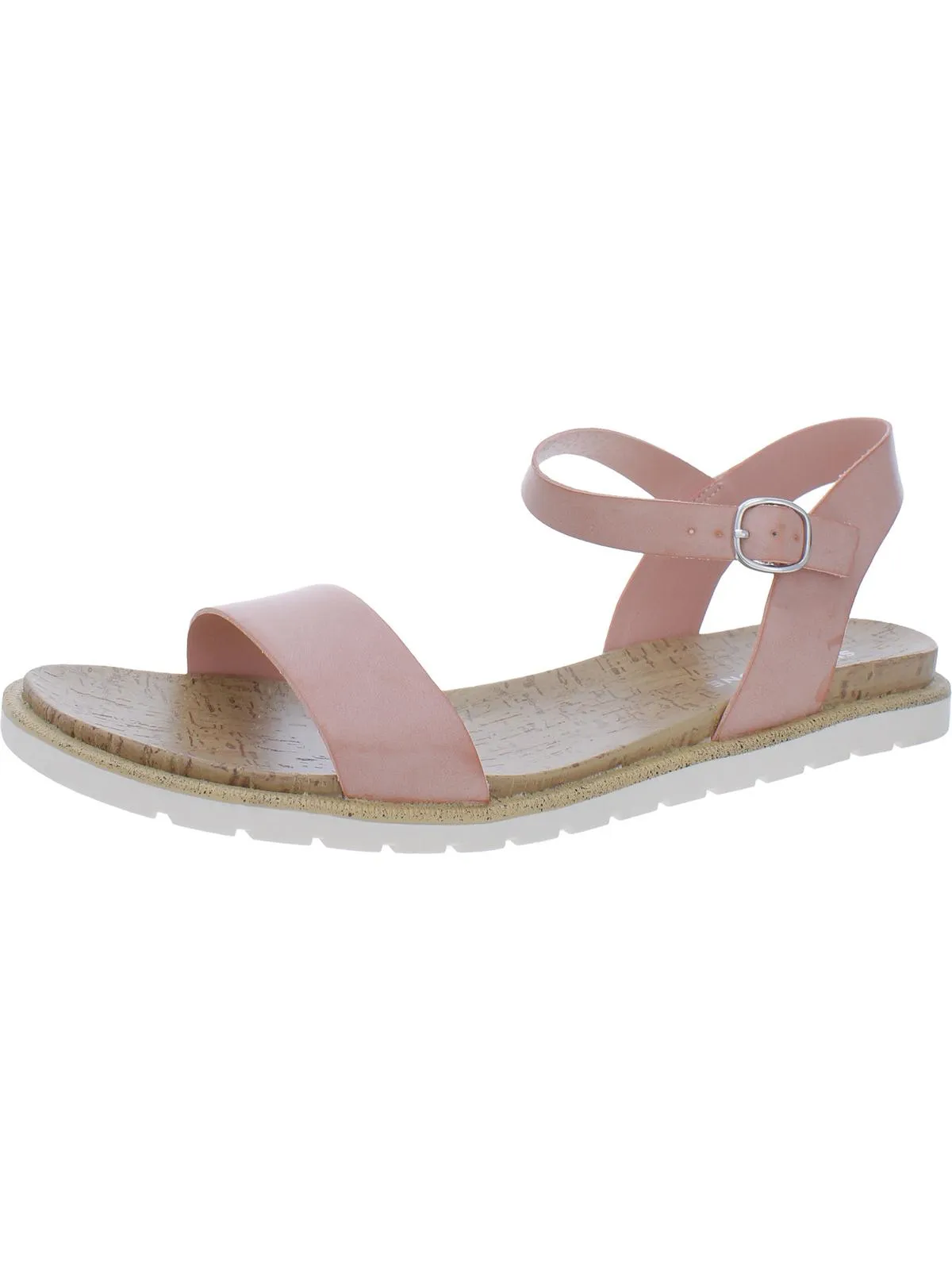 Mattie Womens Faux Leather Open Toe Flats