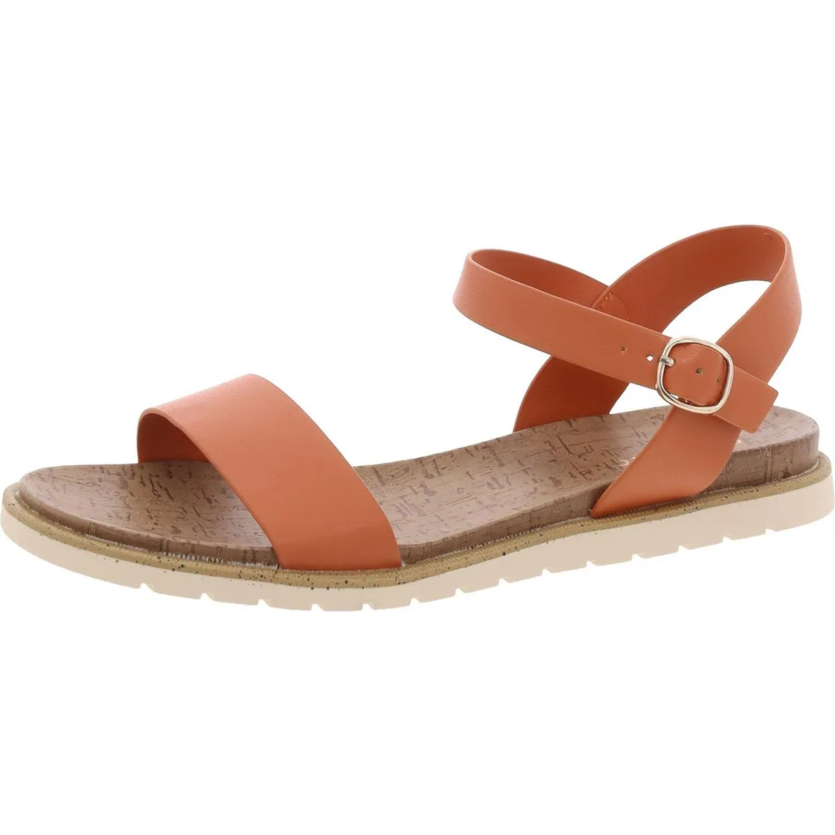 Mattie Womens Faux Leather Open Toe Flats
