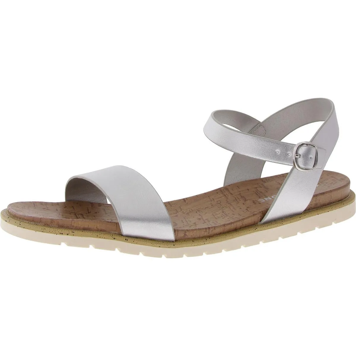 Mattie Womens Faux Leather Open Toe Flats