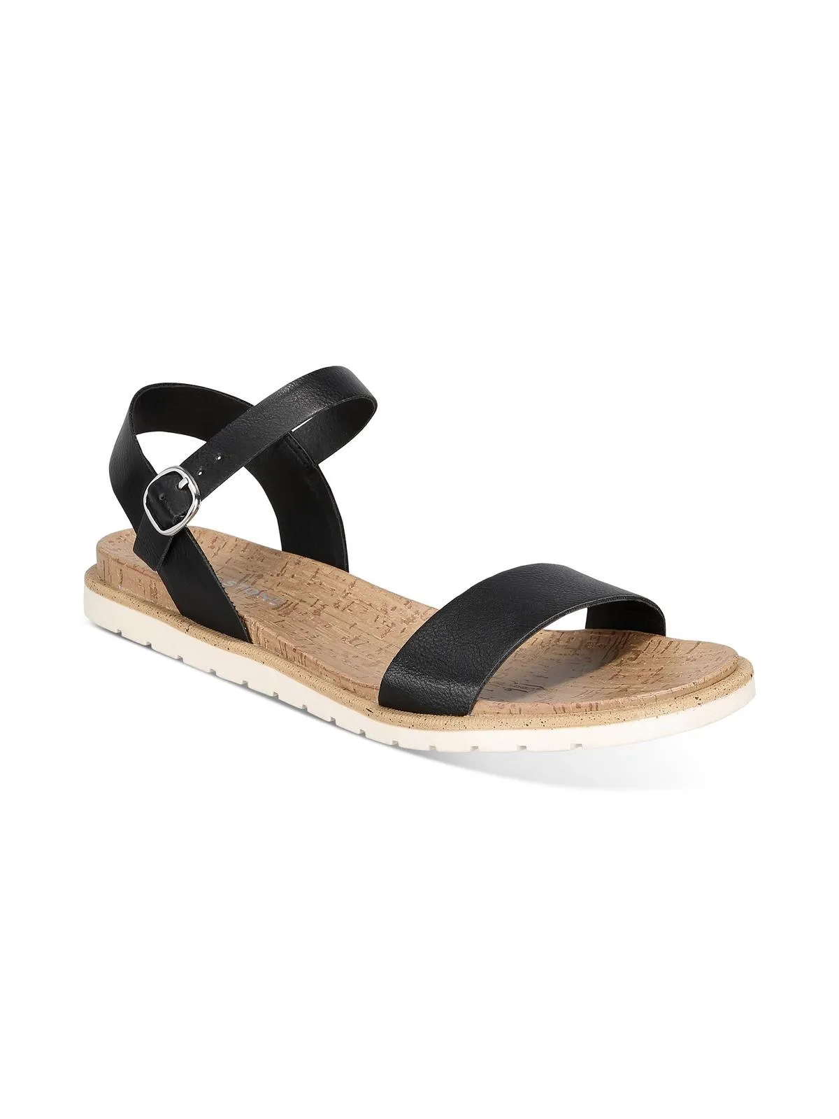 Mattie Womens Faux Leather Open Toe Flats