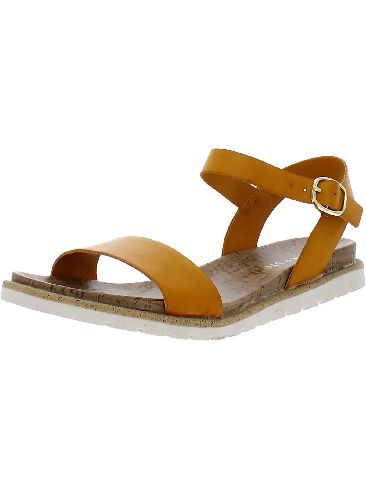 Mattie Womens Faux Leather Open Toe Flats