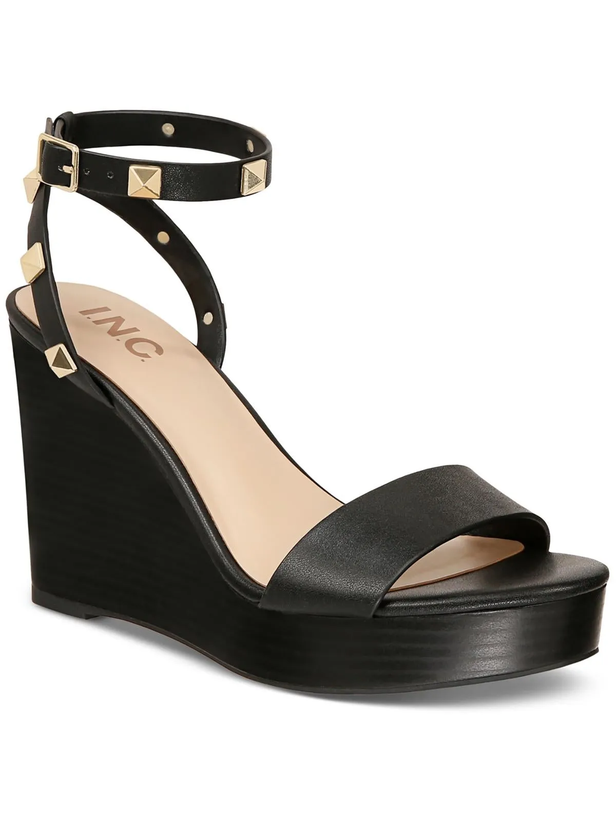 Maverickp Womens Faux Leather Ankle Strap Wedge Sandals