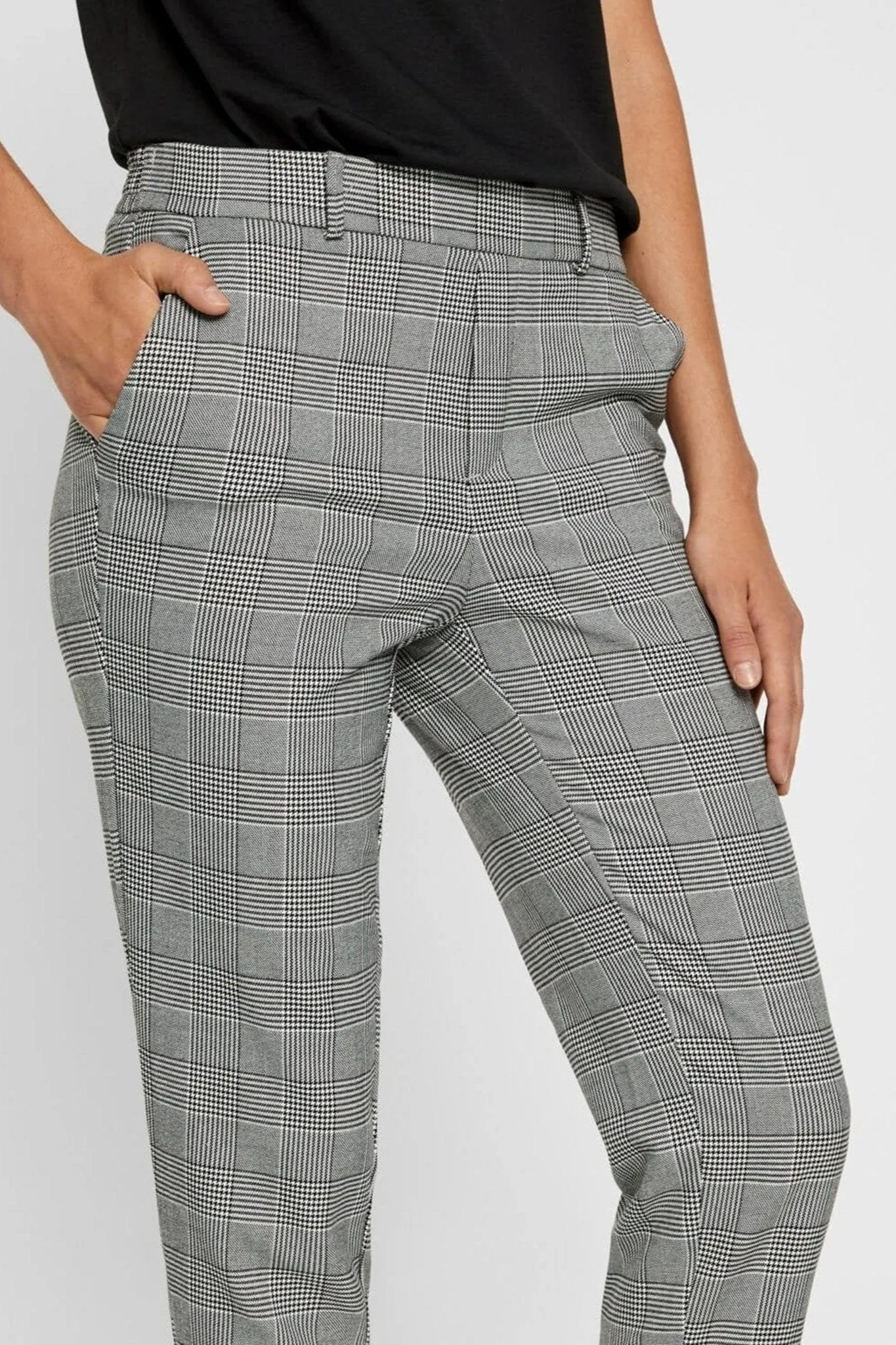 Maya Trousers with checks - Grey/White