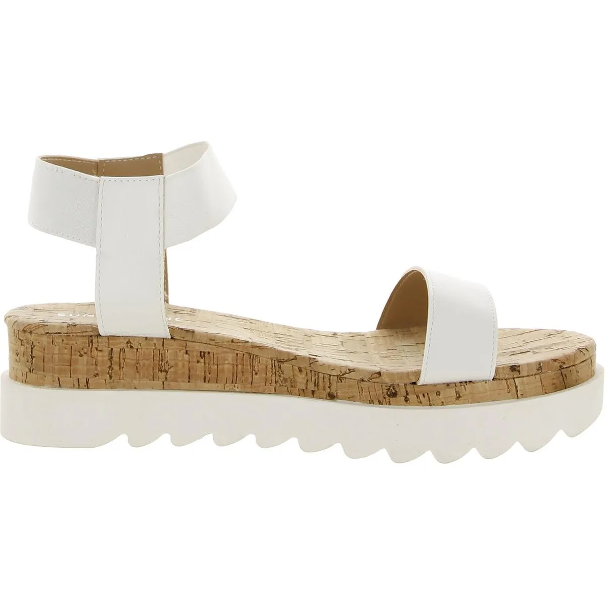 Melanyy Womens Faux Leather Slip On Flatform Sandals