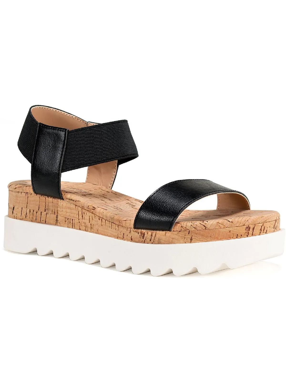 Melanyy Womens Faux Leather Slip On Flatform Sandals