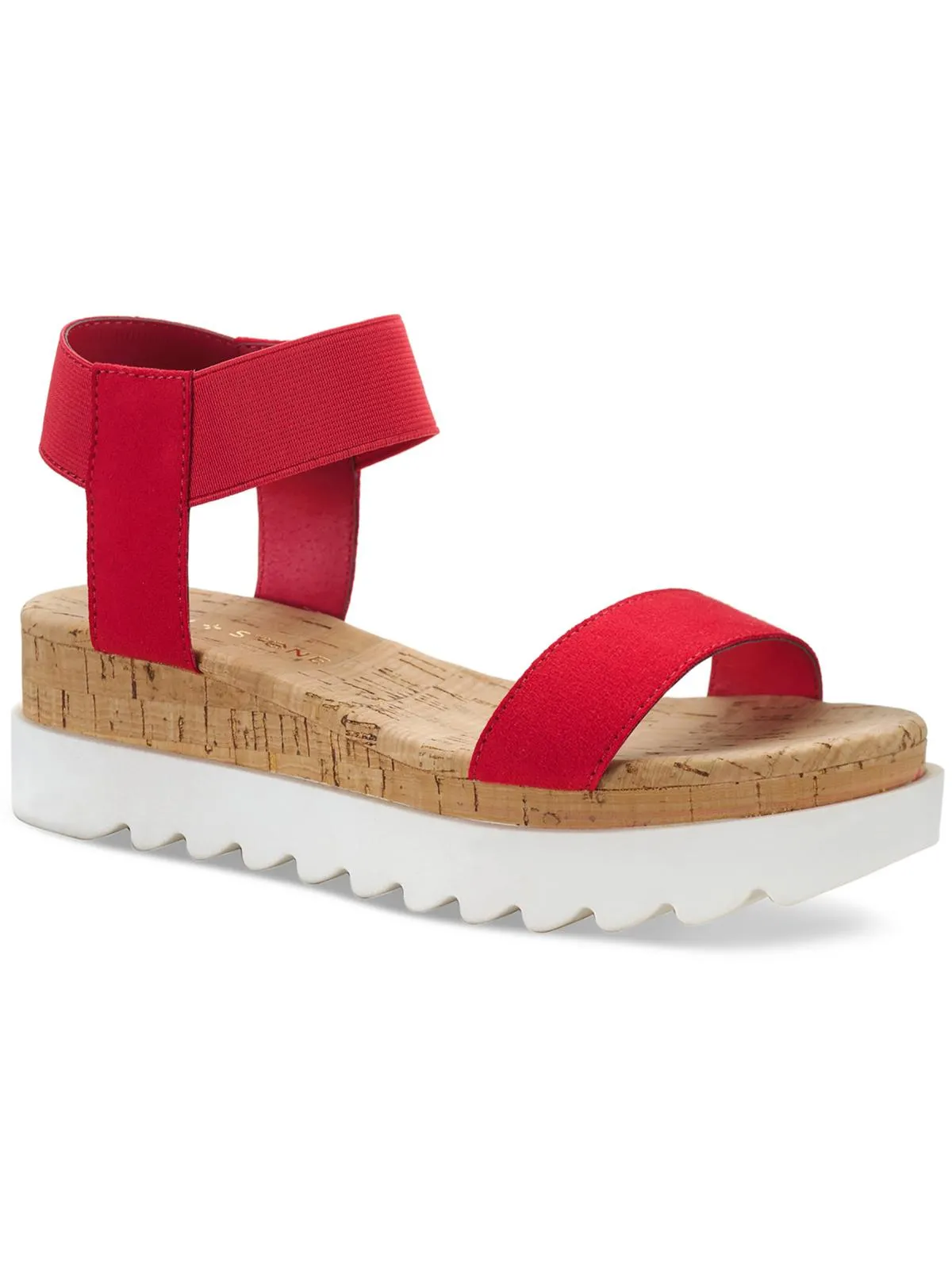 Melanyy Womens Faux Leather Slip On Flatform Sandals