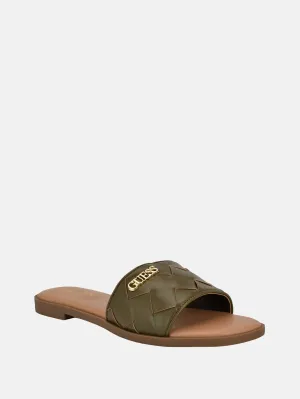 Meloria Faux-Leather Woven Slides