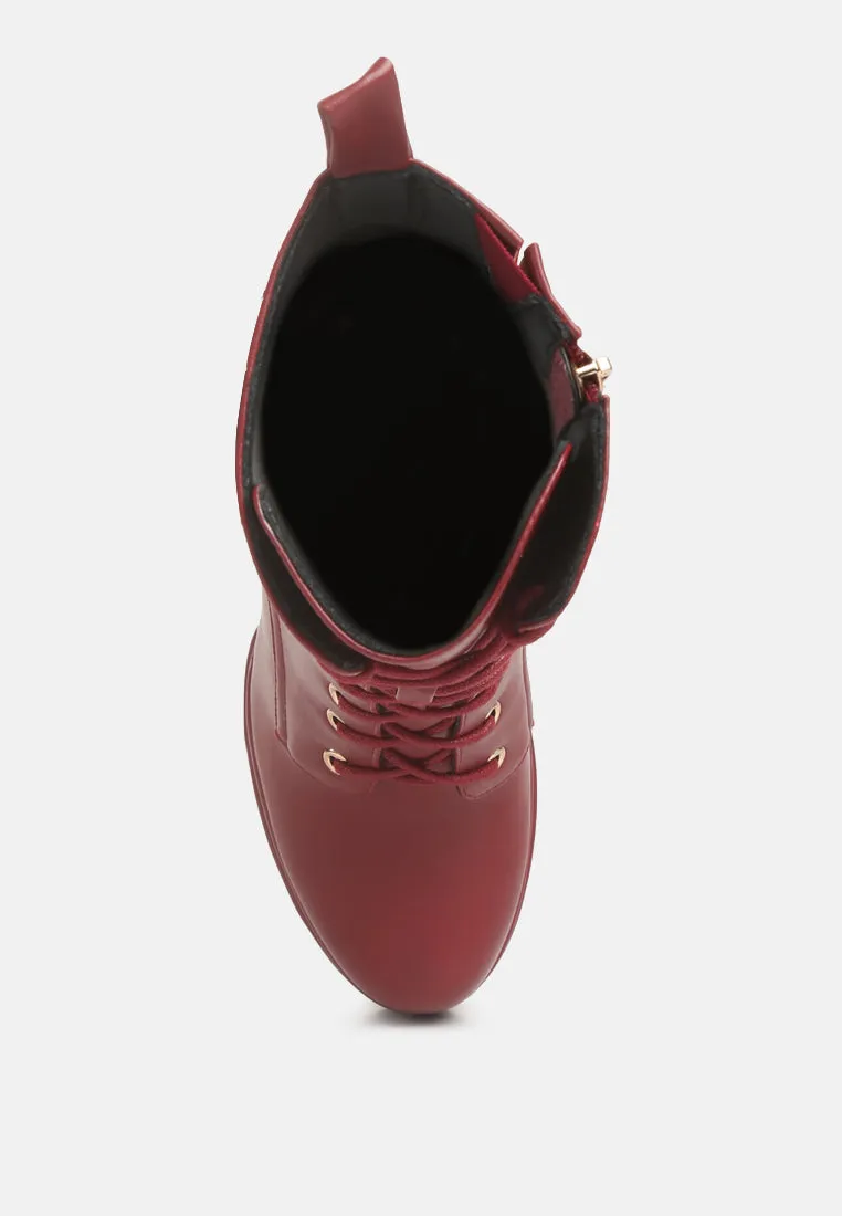 meows faux leather high heel platform ankle boots