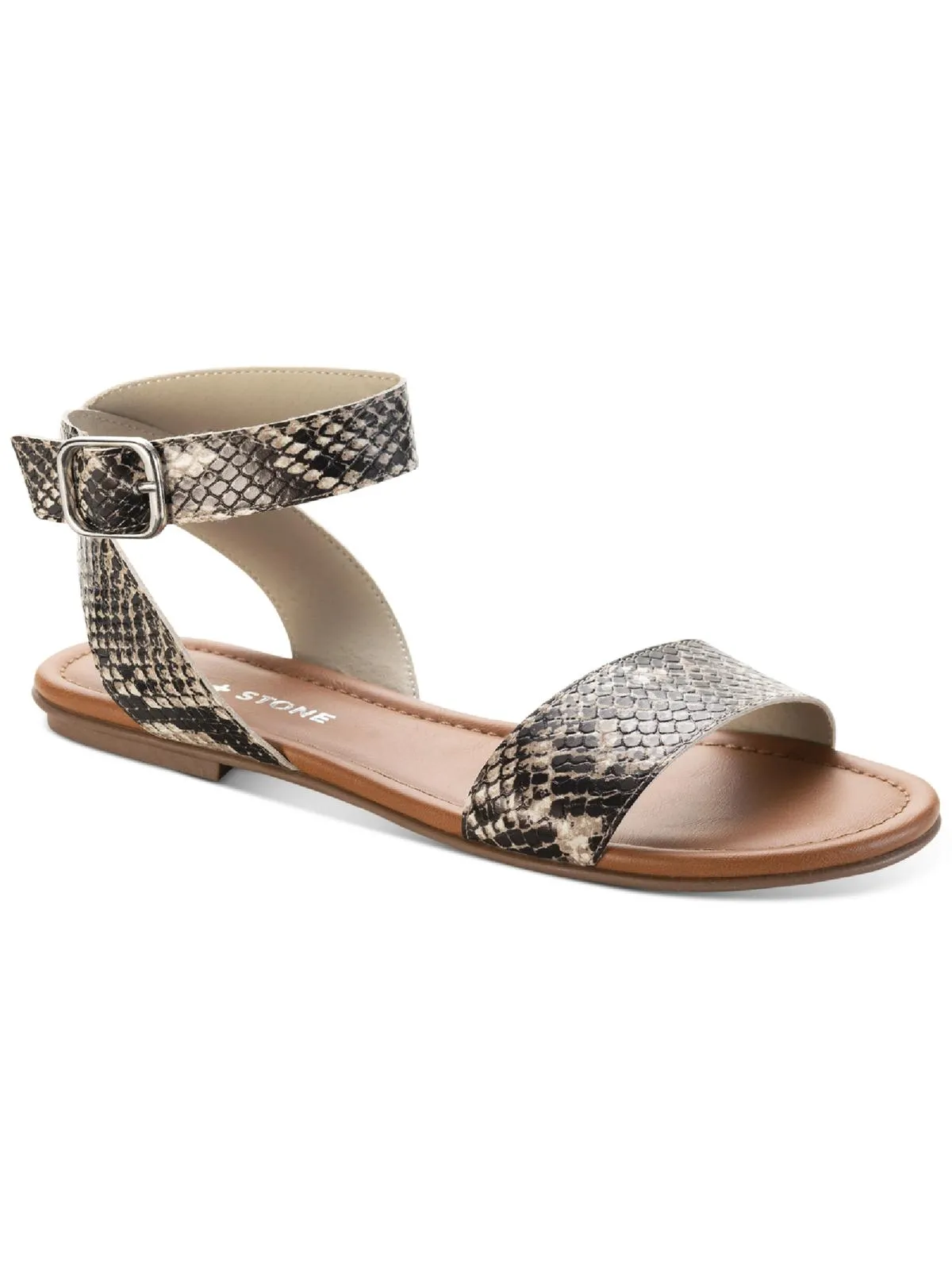 Miiah Womens Faux Leather Ankle Buckle Flat Sandals