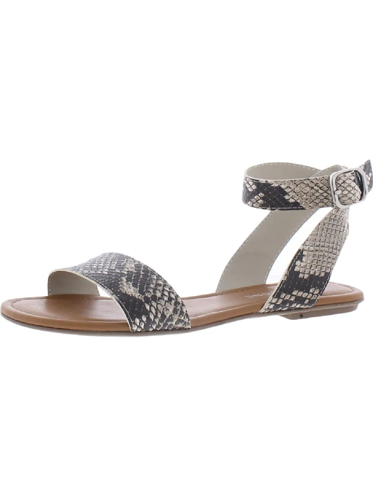 Miiah Womens Faux Leather Open Toe Flat Sandals