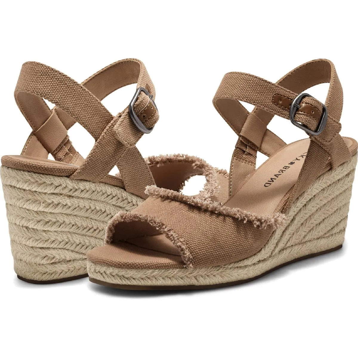 Mindra Womens Canvas Ankle Strap Espadrille Heels