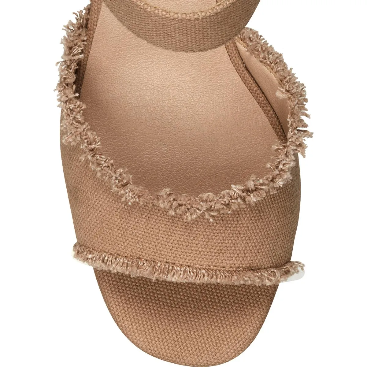 Mindra Womens Canvas Ankle Strap Espadrille Heels