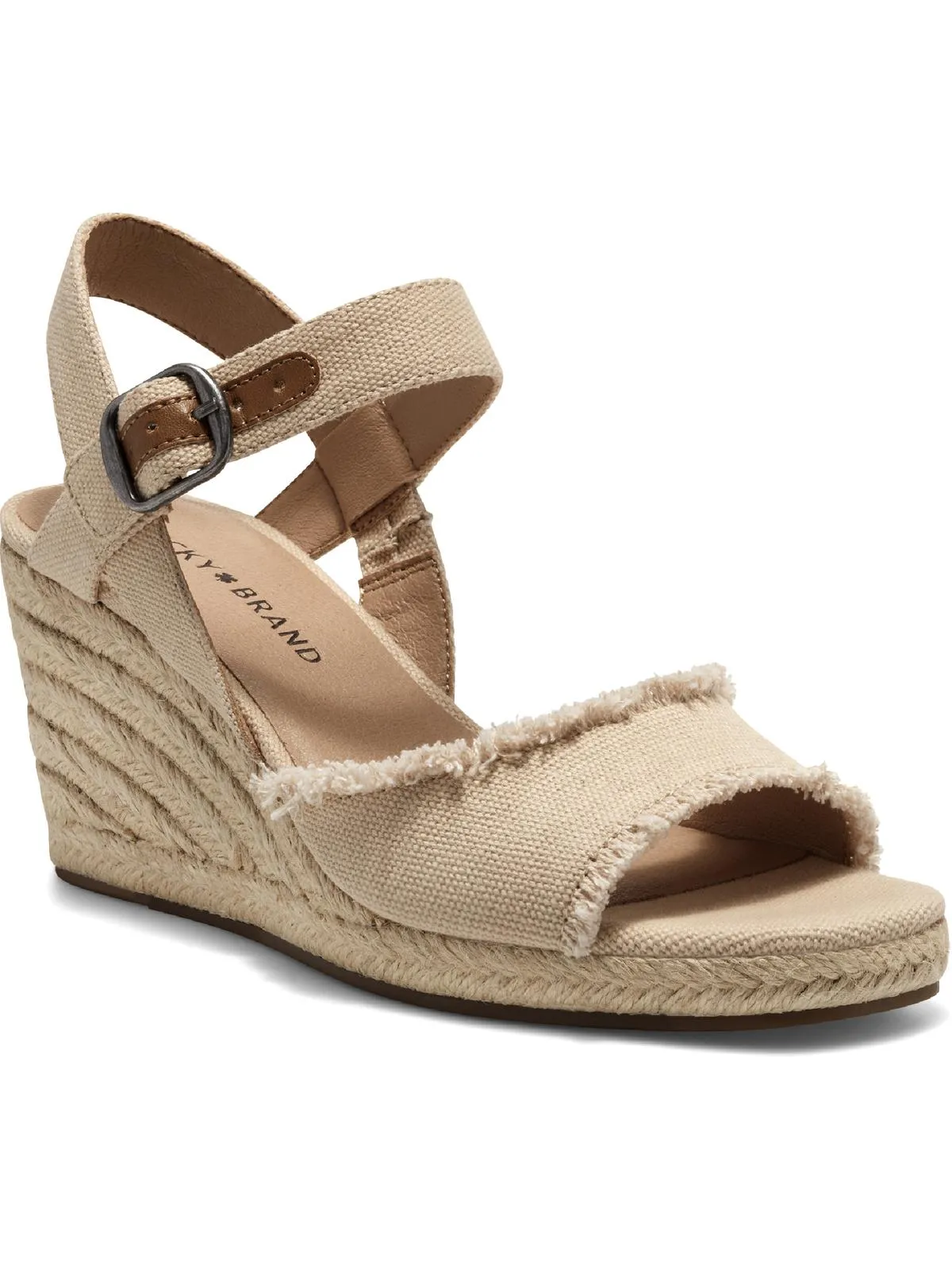 Mindra Womens Canvas Ankle Strap Espadrille Heels