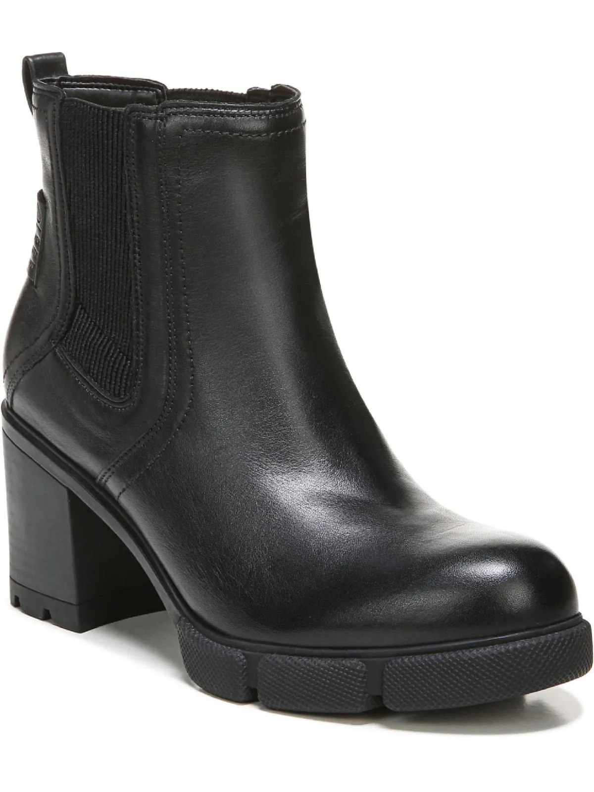 Mindy Womens Leather Block Heel Chelsea Boots