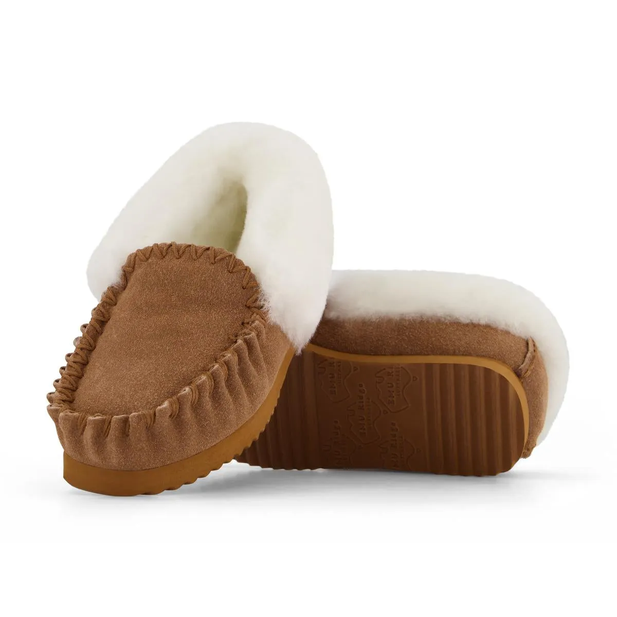 Molly Womens Suede Shearling Moccasin Slippers