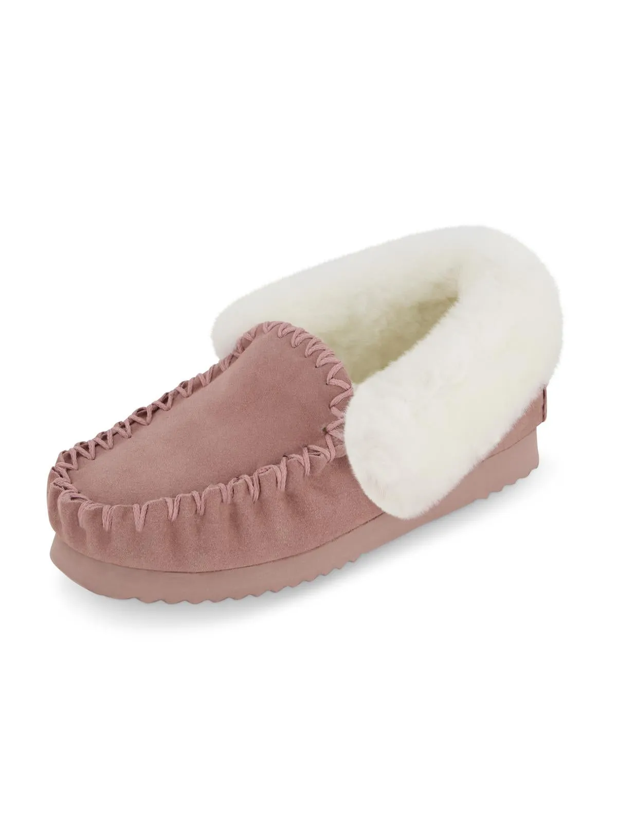 Molly Womens Suede Shearling Moccasin Slippers