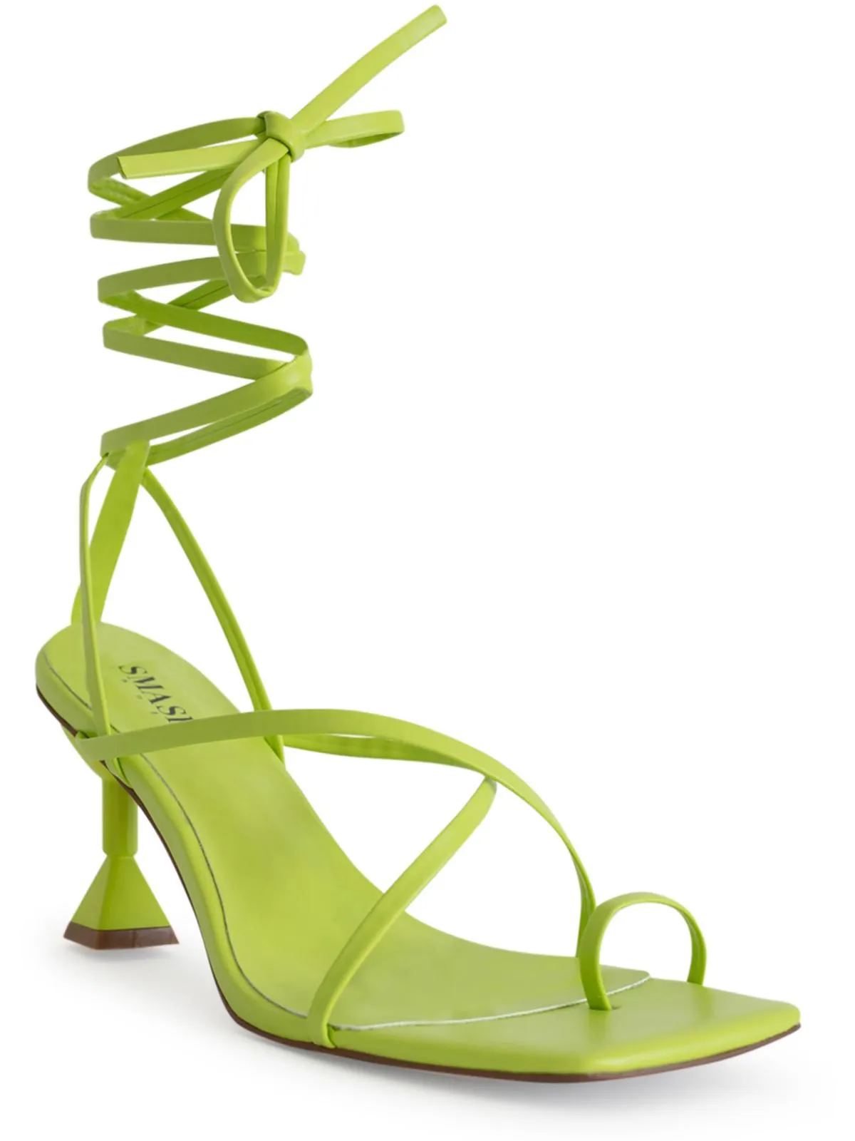Mona Womens Faux Leather Ankle Strap Heels