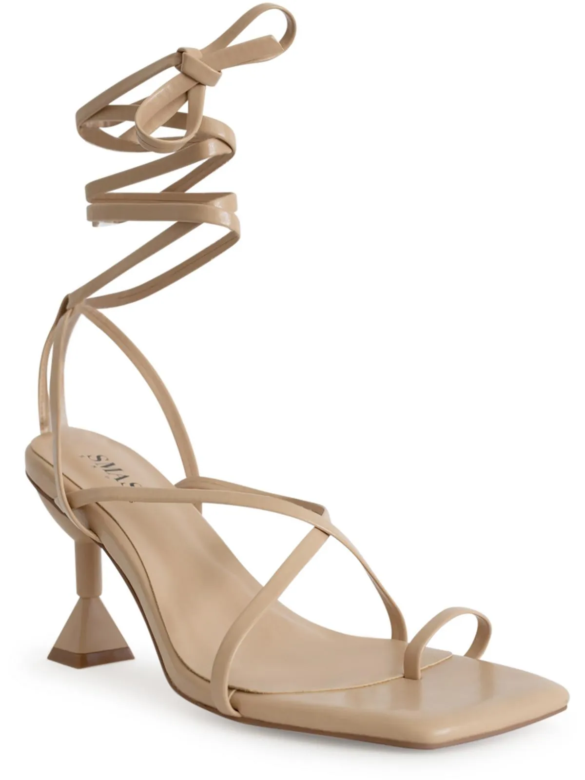 Mona Womens Faux Leather Ankle Strap Heels
