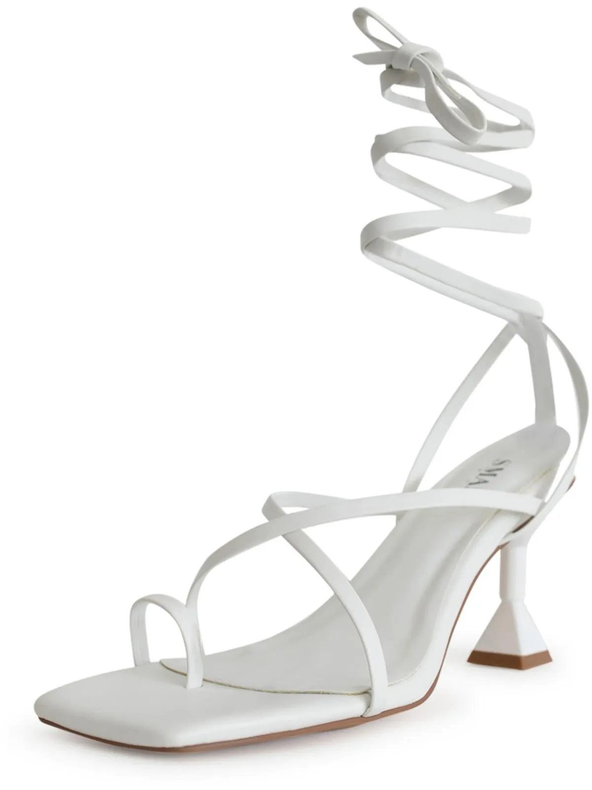 Mona Womens Faux Leather Ankle Strap Heels