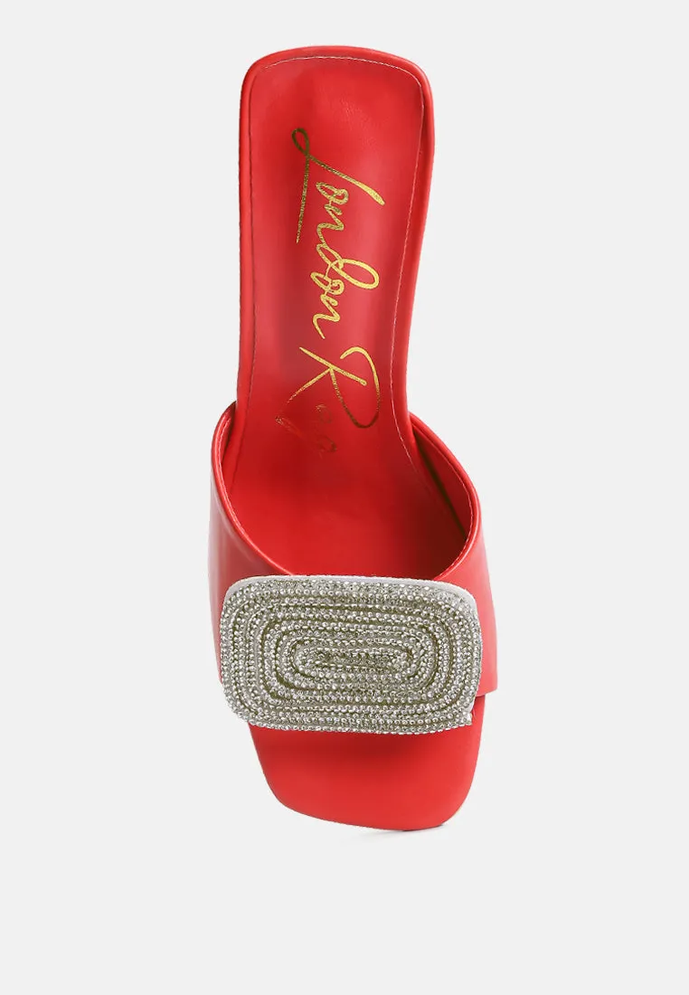 naflah rhinestone embellished slip on sandals