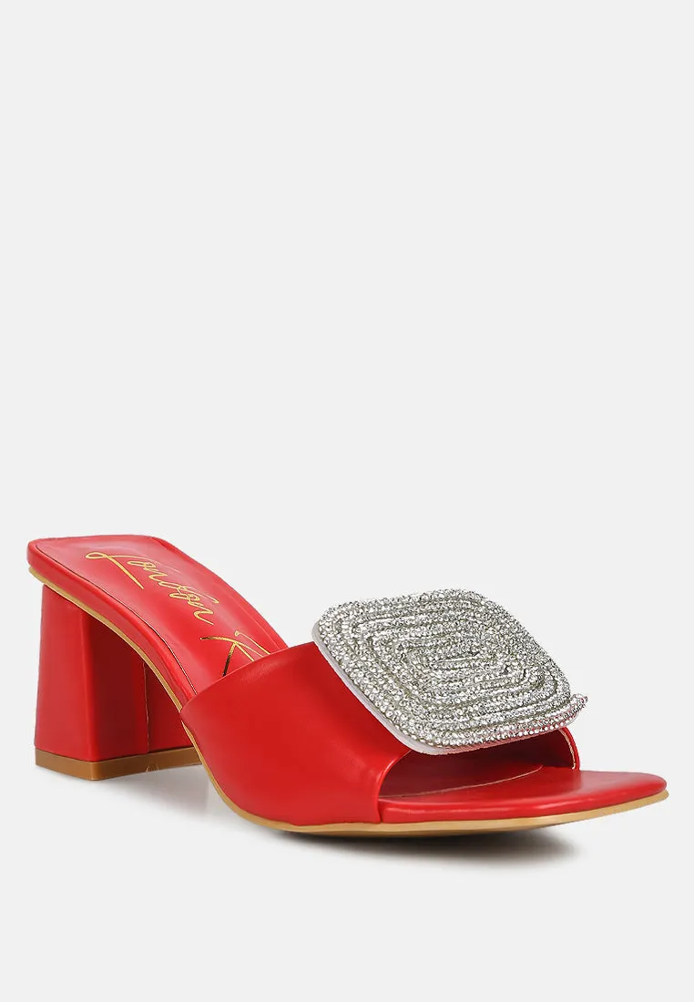 naflah rhinestone embellished slip on sandals
