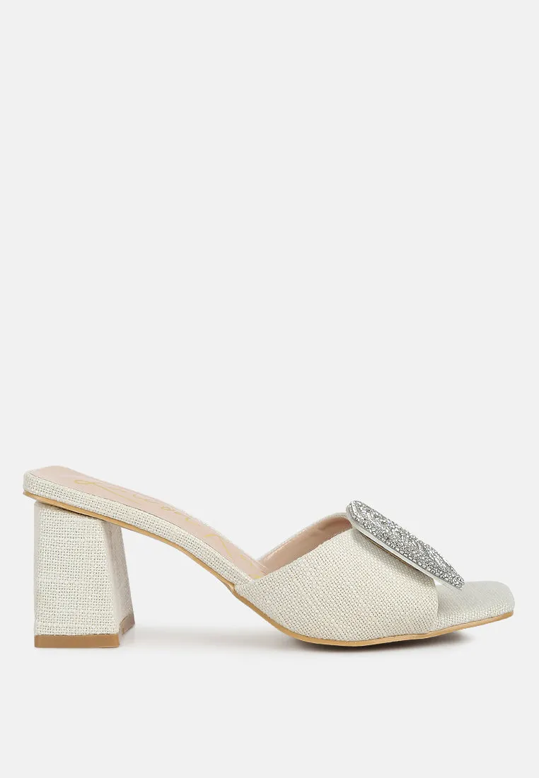 naflah rhinestone embellished slip on sandals