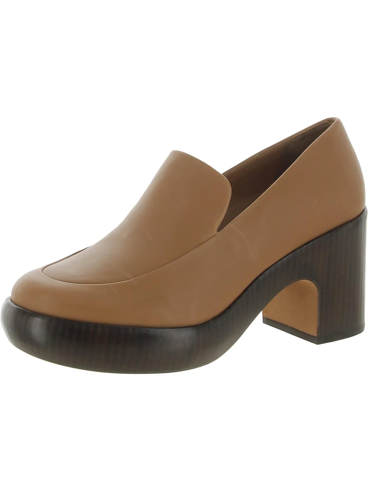 Narissa Womens Leather Block Heel Clogs