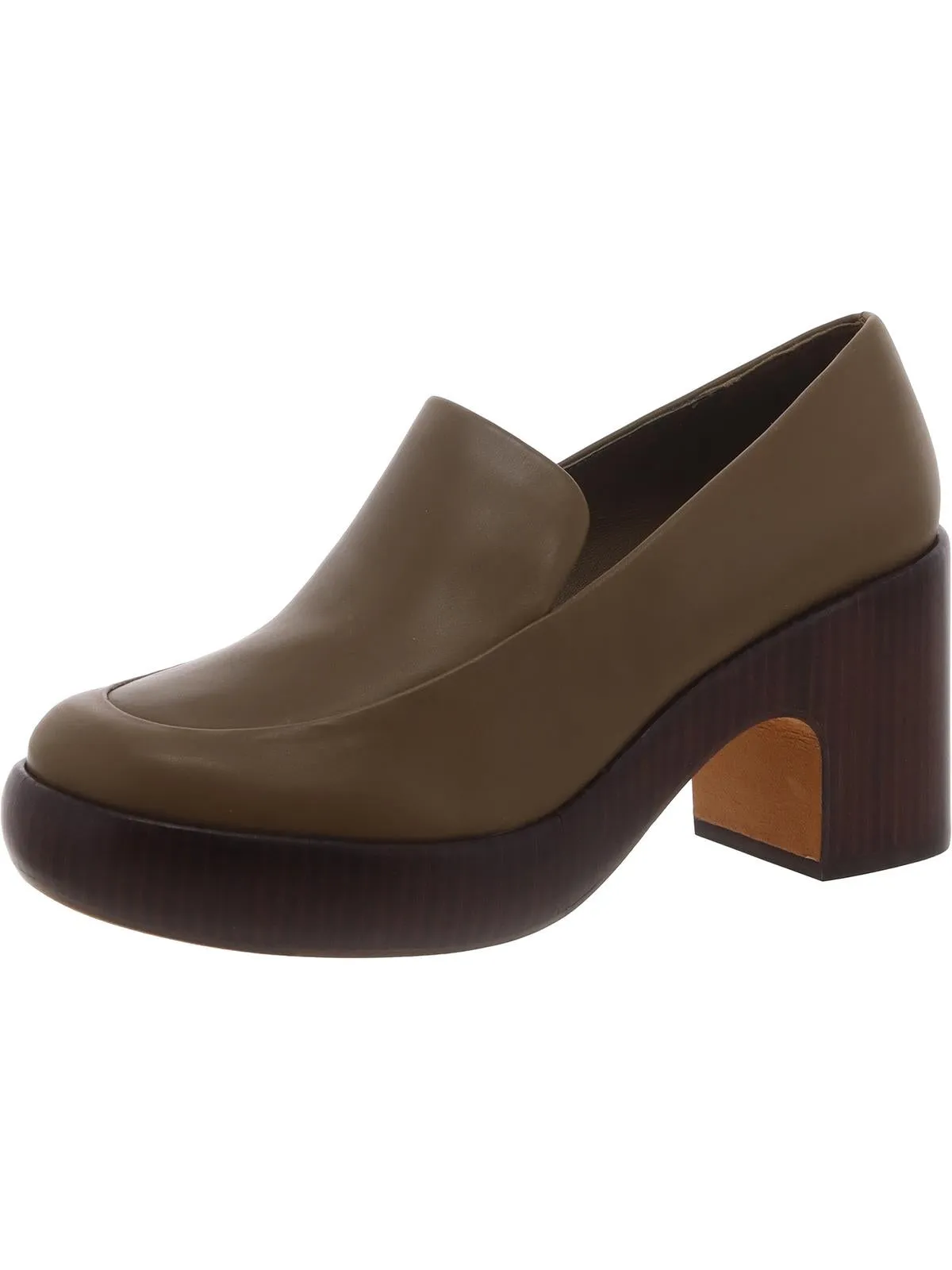 Narissa Womens Leather Block Heel Clogs