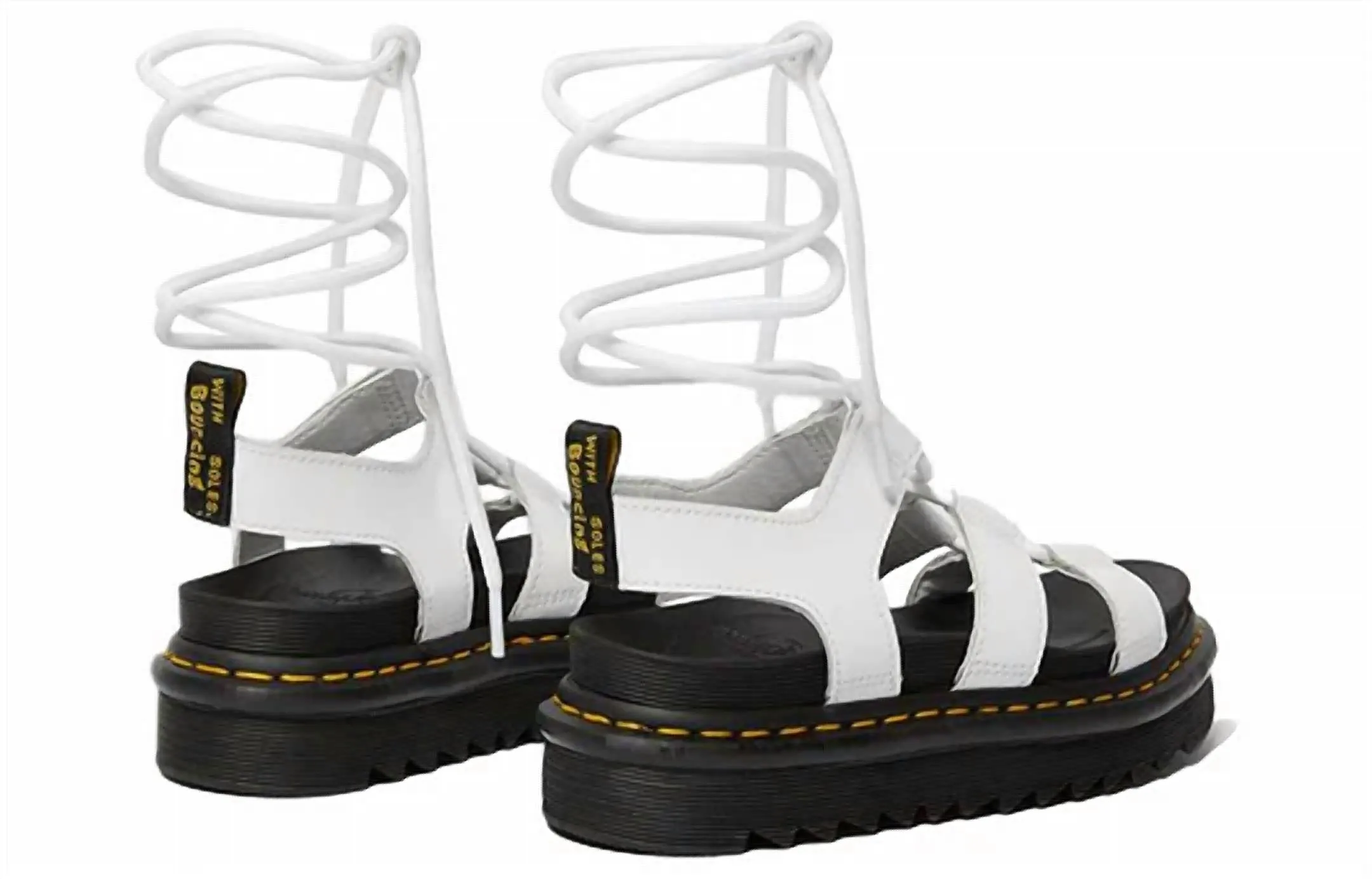 Nartilla Women's Leather Gladiator Sandals In White