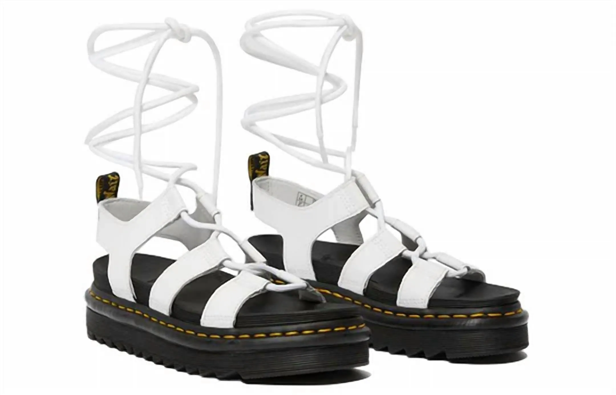 Nartilla Women's Leather Gladiator Sandals In White