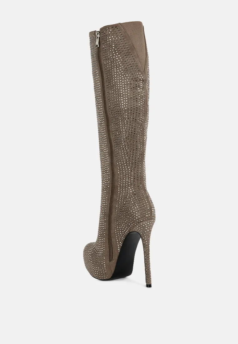 nebula rhinestone embellished stiletto calf boots