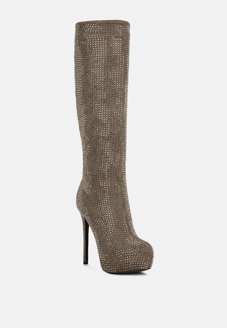 nebula rhinestone embellished stiletto calf boots