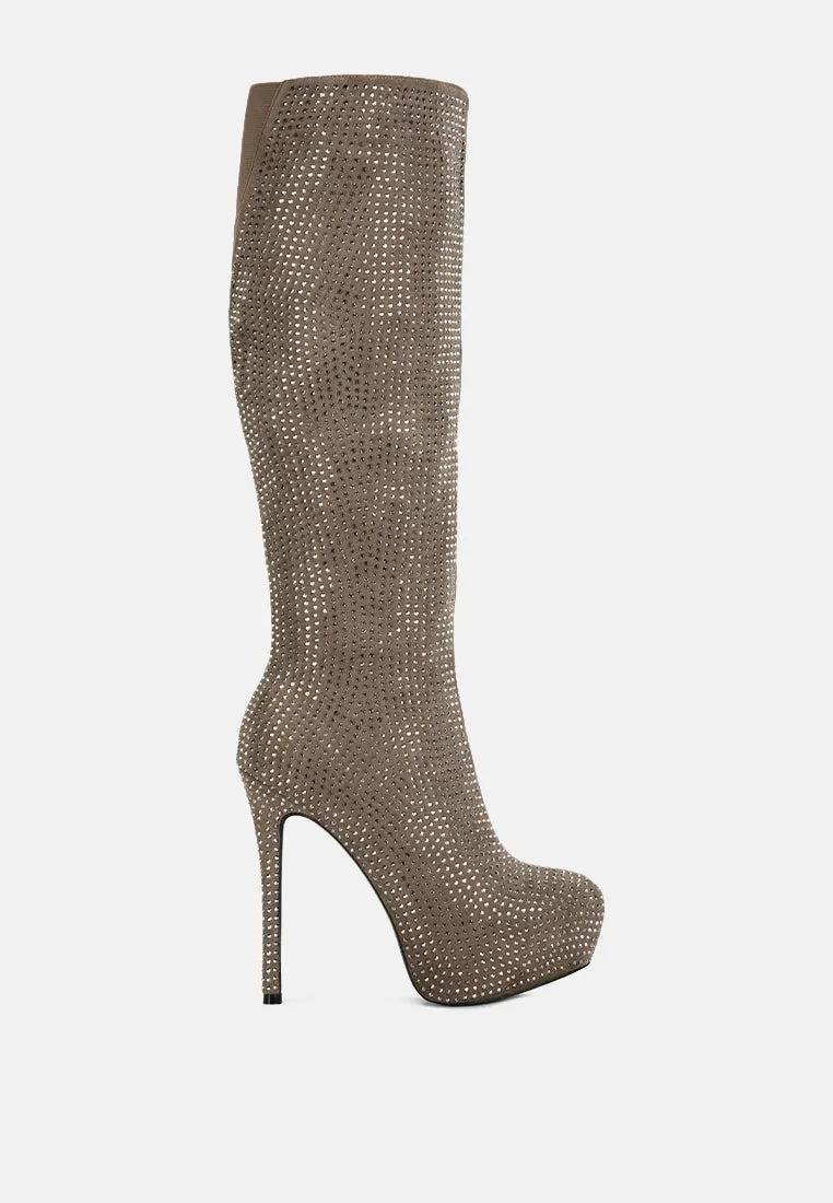 nebula rhinestone embellished stiletto calf boots