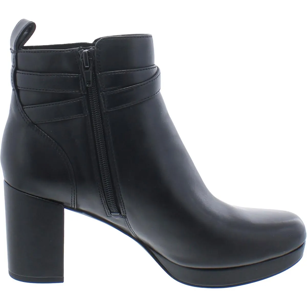 Nella Womens Leather Block Heel Ankle Boots