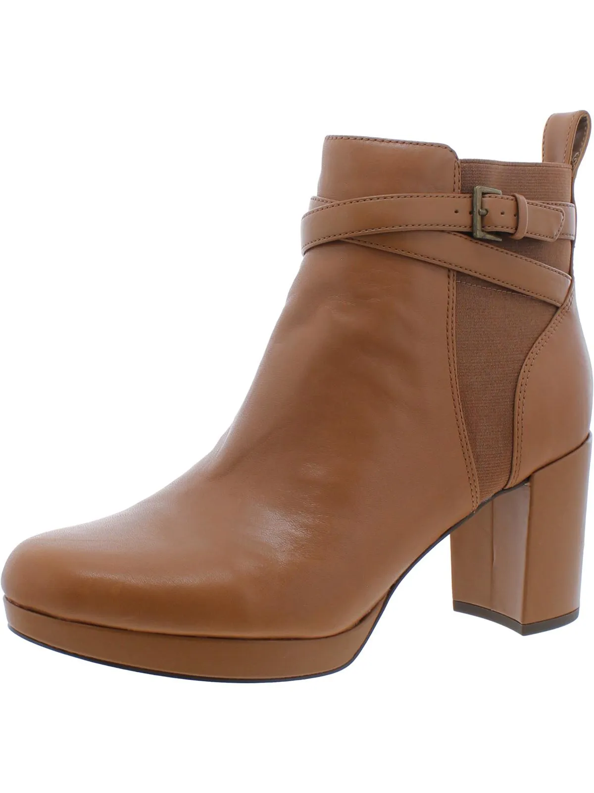 Nella Womens Leather Block Heel Ankle Boots