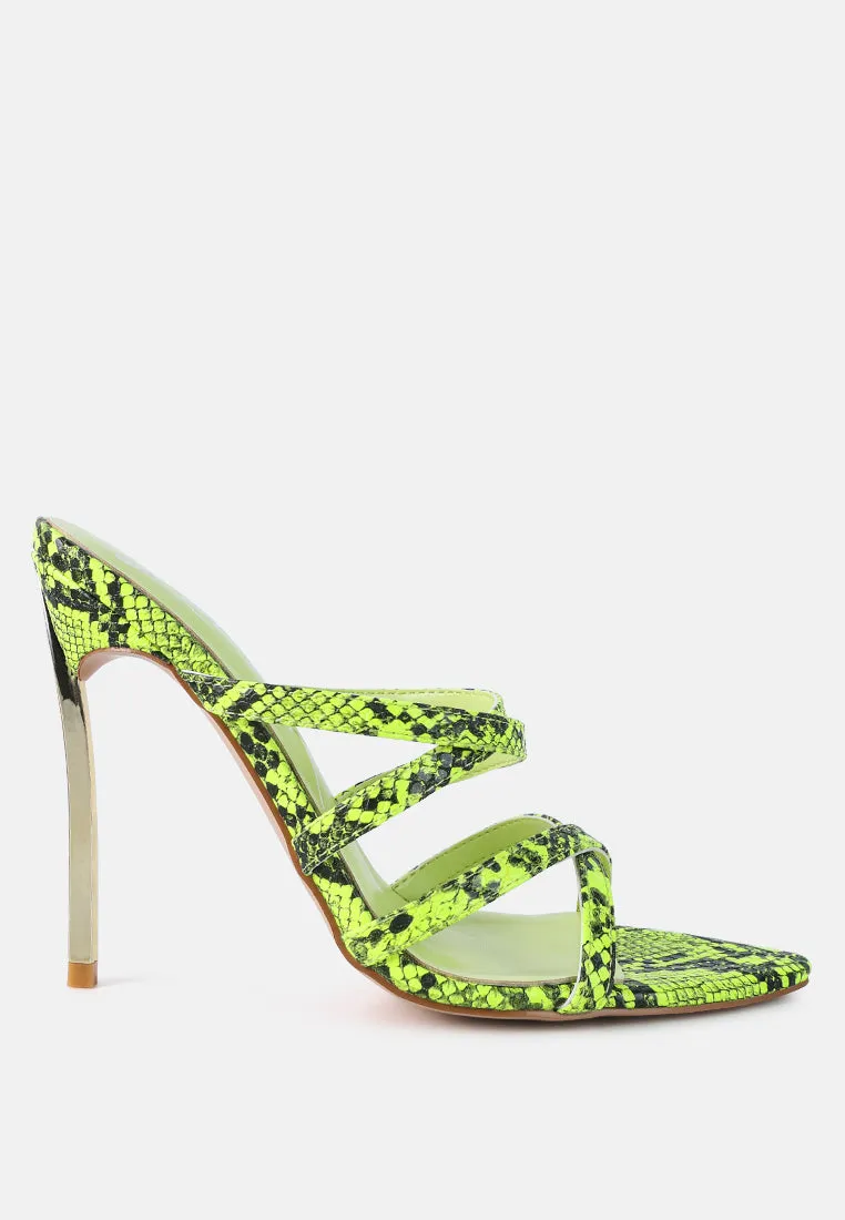 nightclub high heeled neon animal sandals