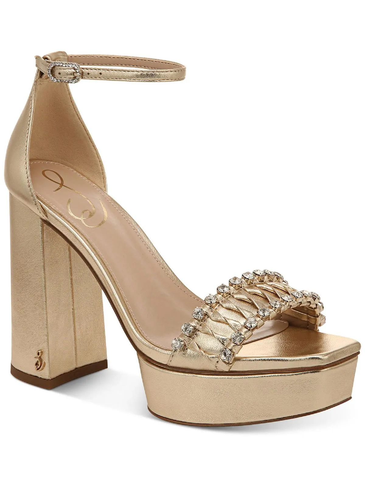 Ninette Womens Embellished Ankle Strap Heels