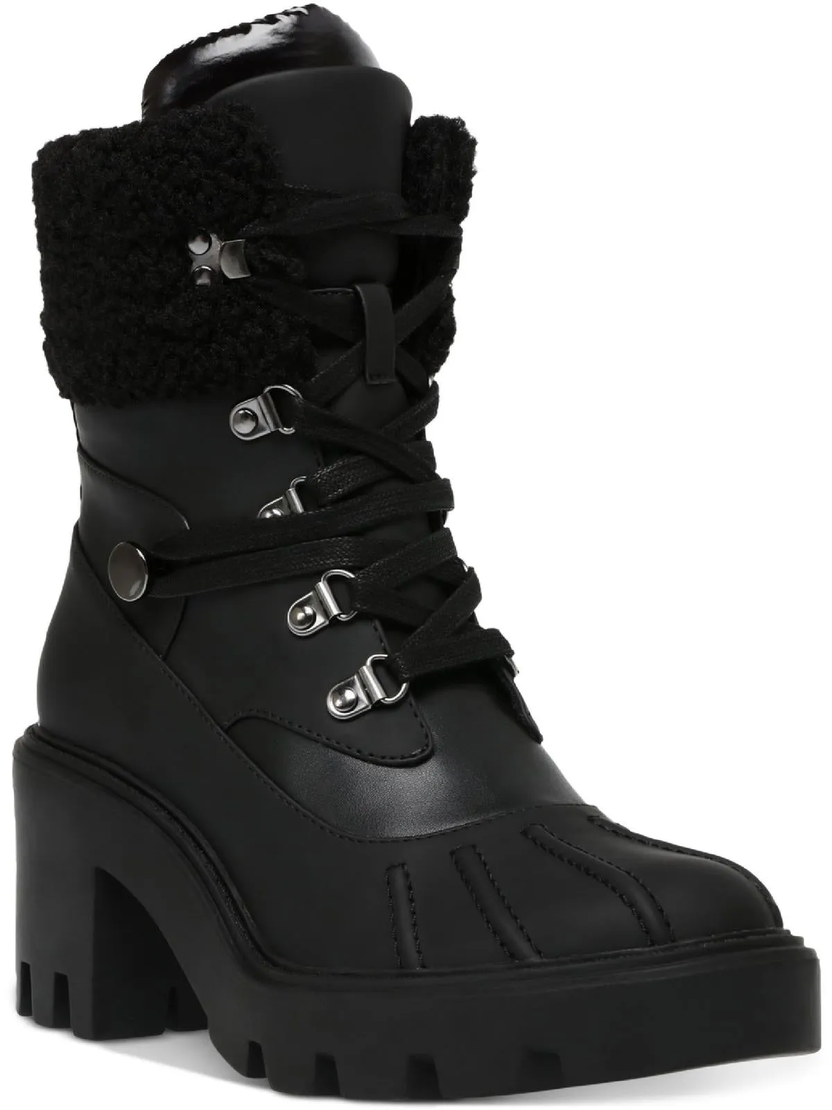 Northern Womens Faux Fur Lug Sole Combat & Lace-up Boots